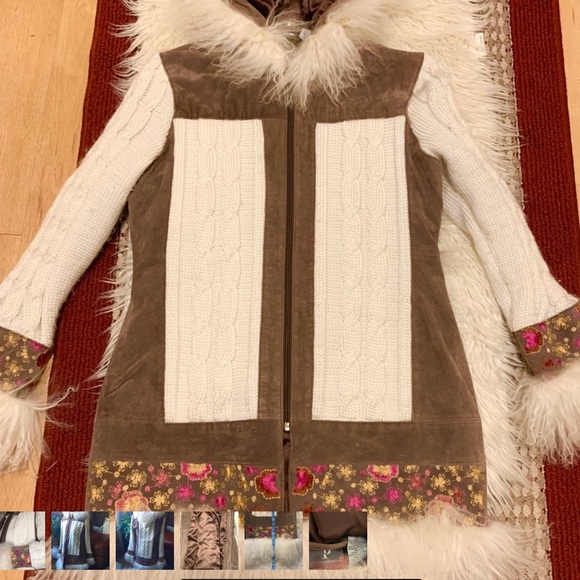 PHOSPHORUS unique Lamb Fur suede sweater jacket - Picture 2 of 12